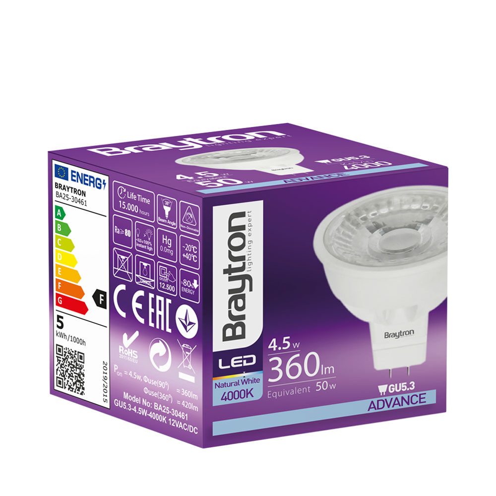 BRY-ADVANCE-4,5W-GU5.3-38D-12VDC-4000K-LED BULB - 5