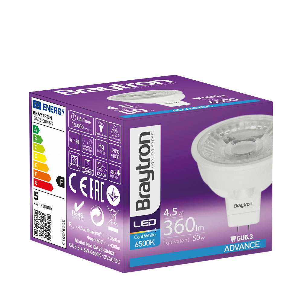 BRY-ADVANCE-4,5W-GU5.3-38D-12VDC-6500K-LED BULB - 5