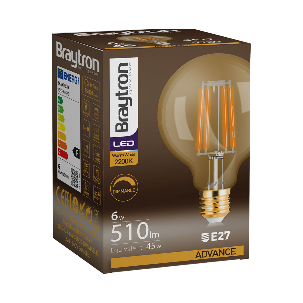 BRY-ADVANCE-6W-E27-G95-AMB-2200K-LED BULB - 3