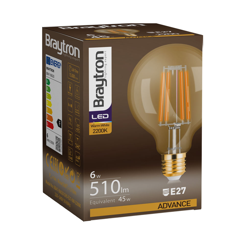 BRY-ADVANCE-6W-E27-G95-AMB-2200K-LED BULB - 3