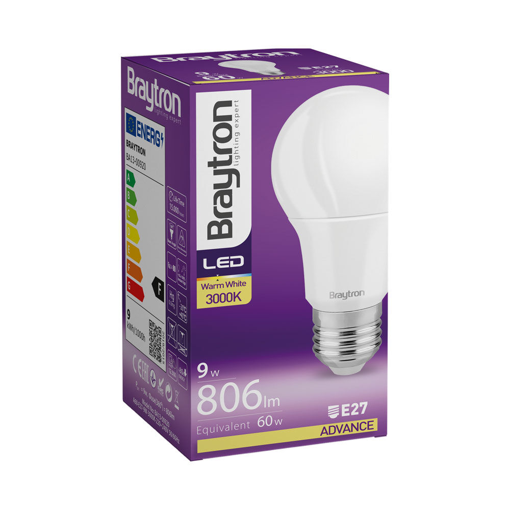 BRY-ADVANCE-9W-E27-A60-3000K-LED BULB - 3