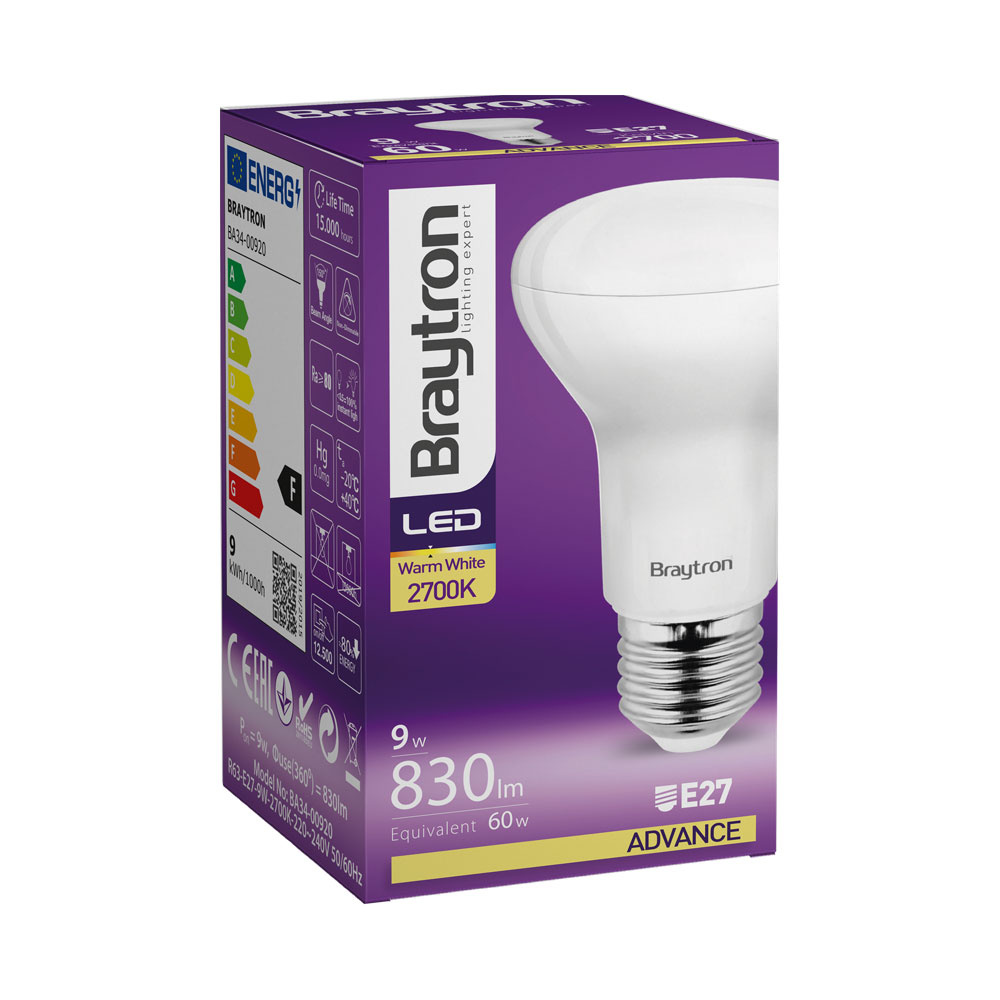 BRY-ADVANCE-9W-E27-R63-3000K-LED BULB - 3