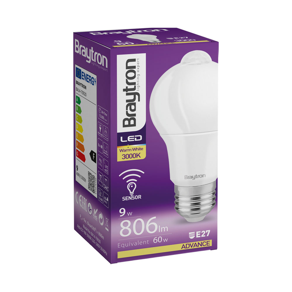 BRY-ADVANCE-9W-MO.SENS.-E27-A60-3000K-LED BULB - 3