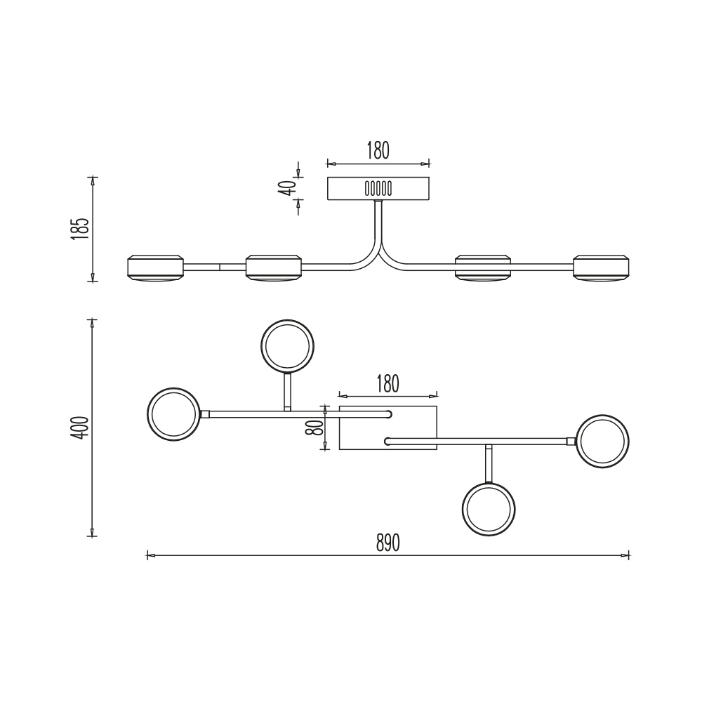 BRY-ARCANA-CL-32W-4H-BLC-3000K-CEILING LIGHT - 4