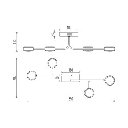 BRY-ARCANA-CL-32W-4H-BLC-3000K-CEILING LIGHT - 4