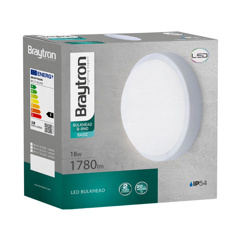 BRY-BULKHEAD-B-RND-18W-WHT-IP54-3000K-LED BULKHEAD - 5