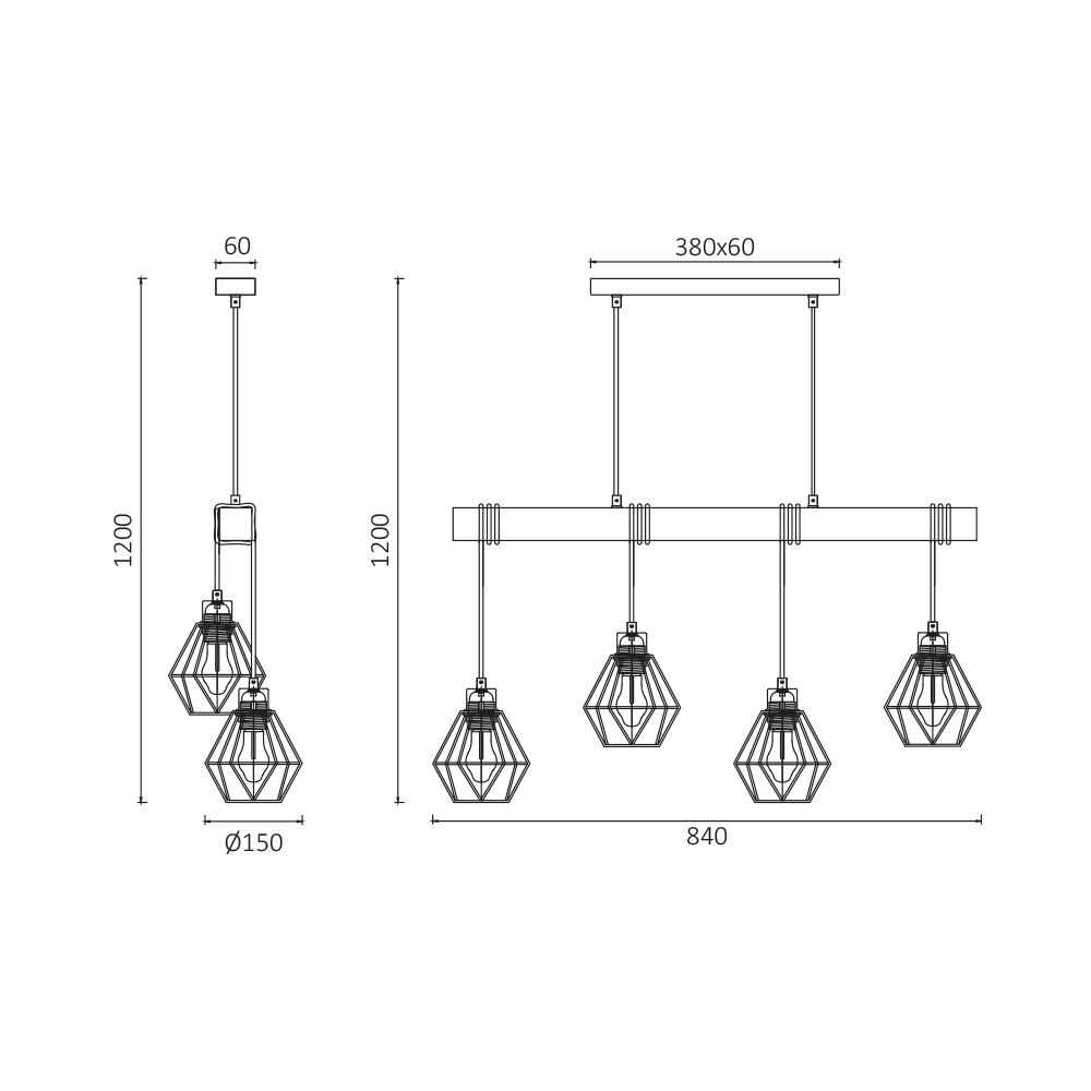 BRY-D002S-4H-4xE27-WDN-PENDANT LIGHT - 4