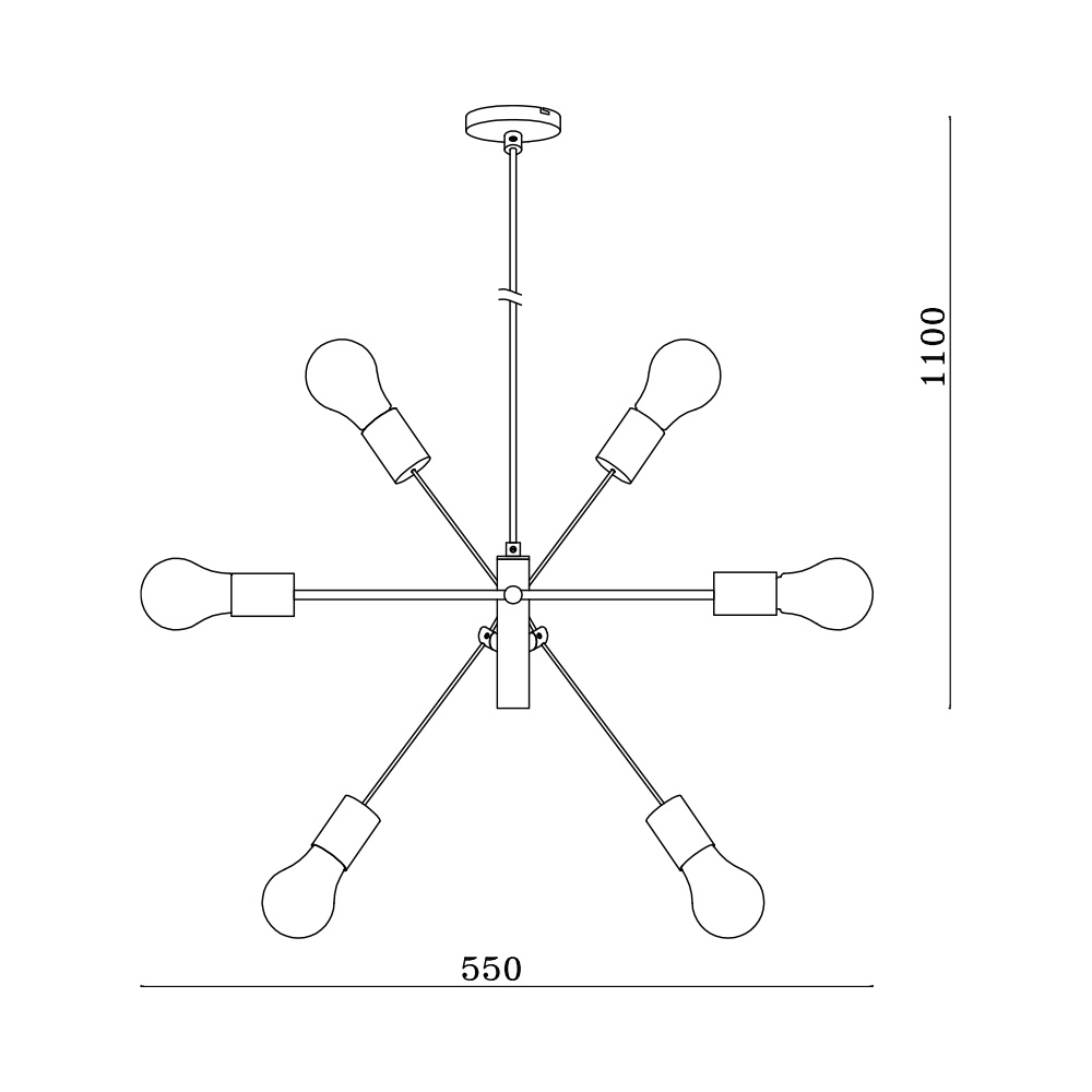 BRY-G004C-6H-6xE27-BLC-PENDANT LIGHT - 4