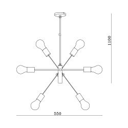 BRY-G004C-6H-6xE27-BLC-PENDANT LIGHT - 4