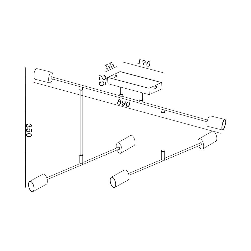 BRY-G004C-6H-6xE27-BLC-CEILING LIGHT - 4