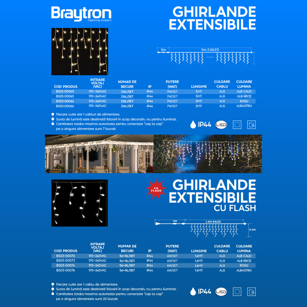 BRY-GHIRLANDE-58+6LED-1.6MT FLASH-WHT-BLU-220V LED GHIRLANDE - 3