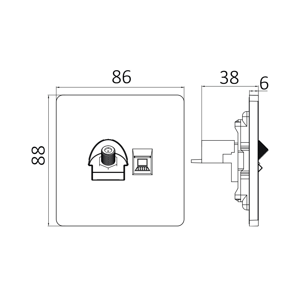 BRY-LENA-ST+CAT6-D.GRY- SOCKET - 3