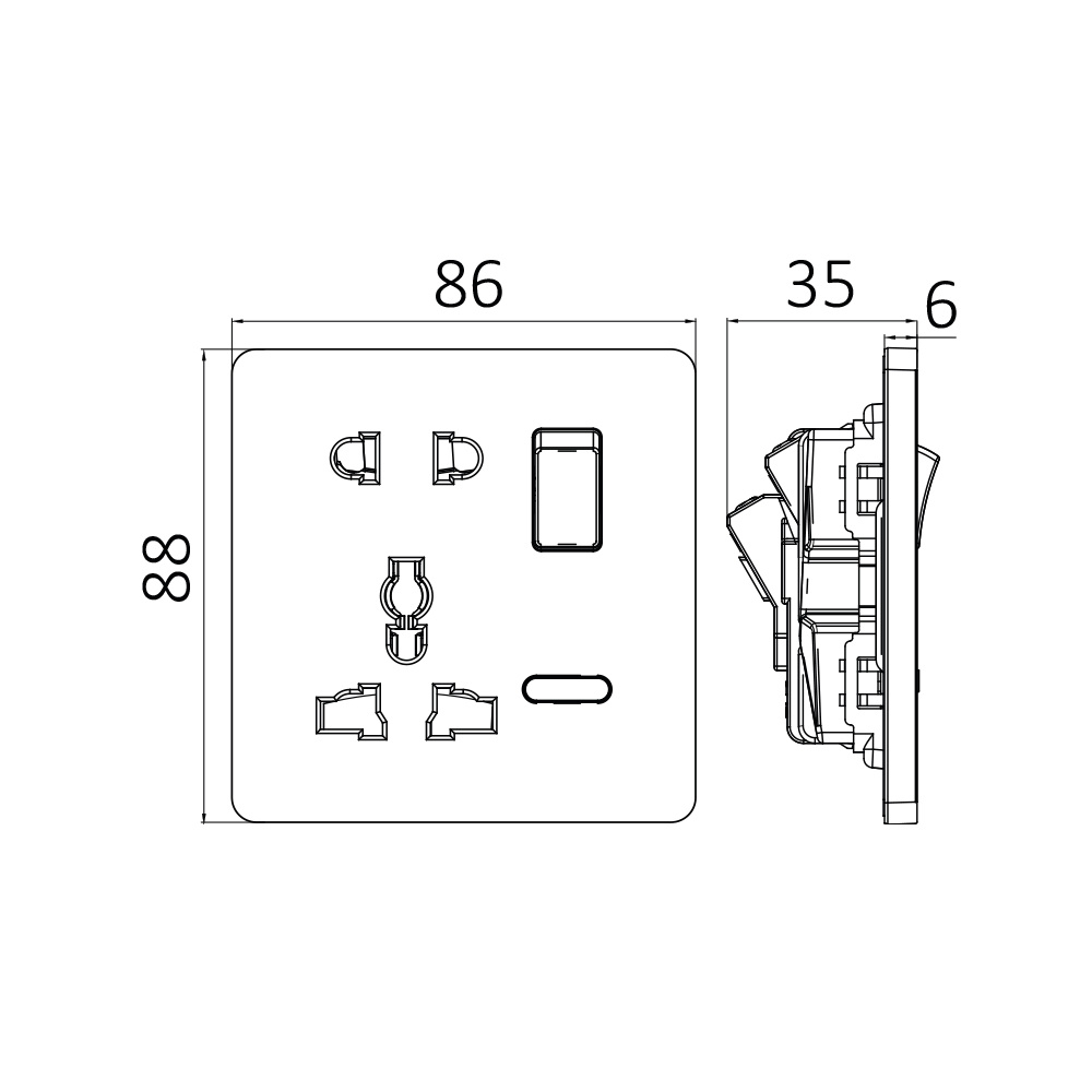 BRY-LENA-UN-1G-16A-BLC-SOCKET - 3