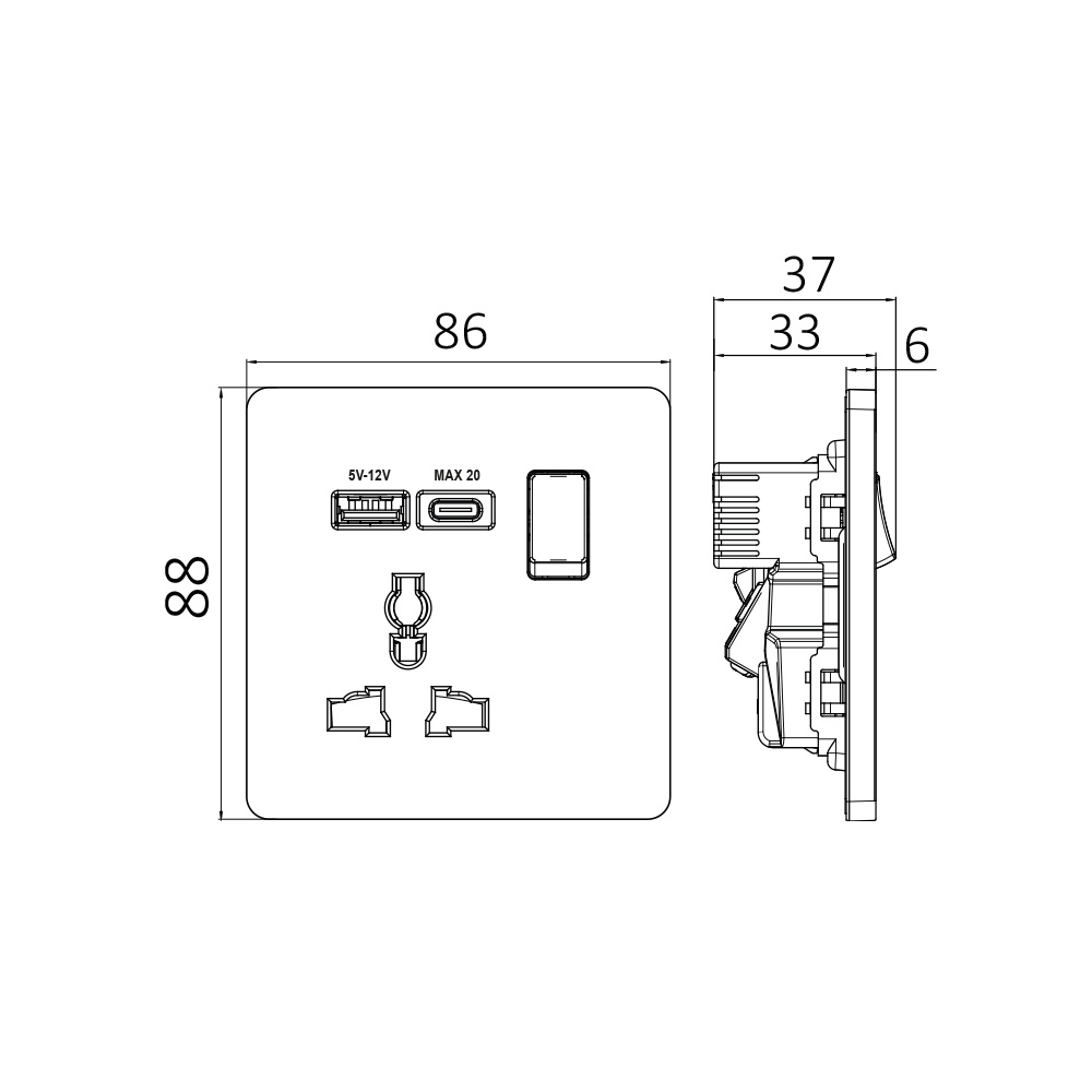 BRY-LENA-UN-1G USB-16A-D.GRY-SOCKET - 3