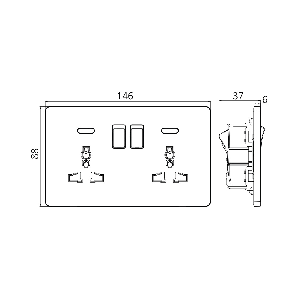 BRY-LENA-UN-2G-13A-BLC-SOCKET - 3