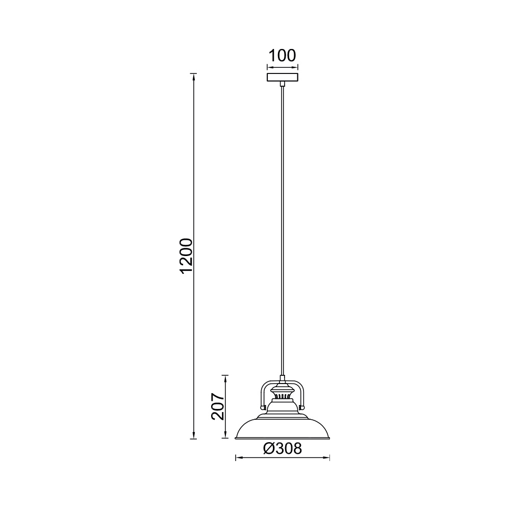 BRY-P002R-1H-1xE27-CPR-PENDANT LIGHT - 4