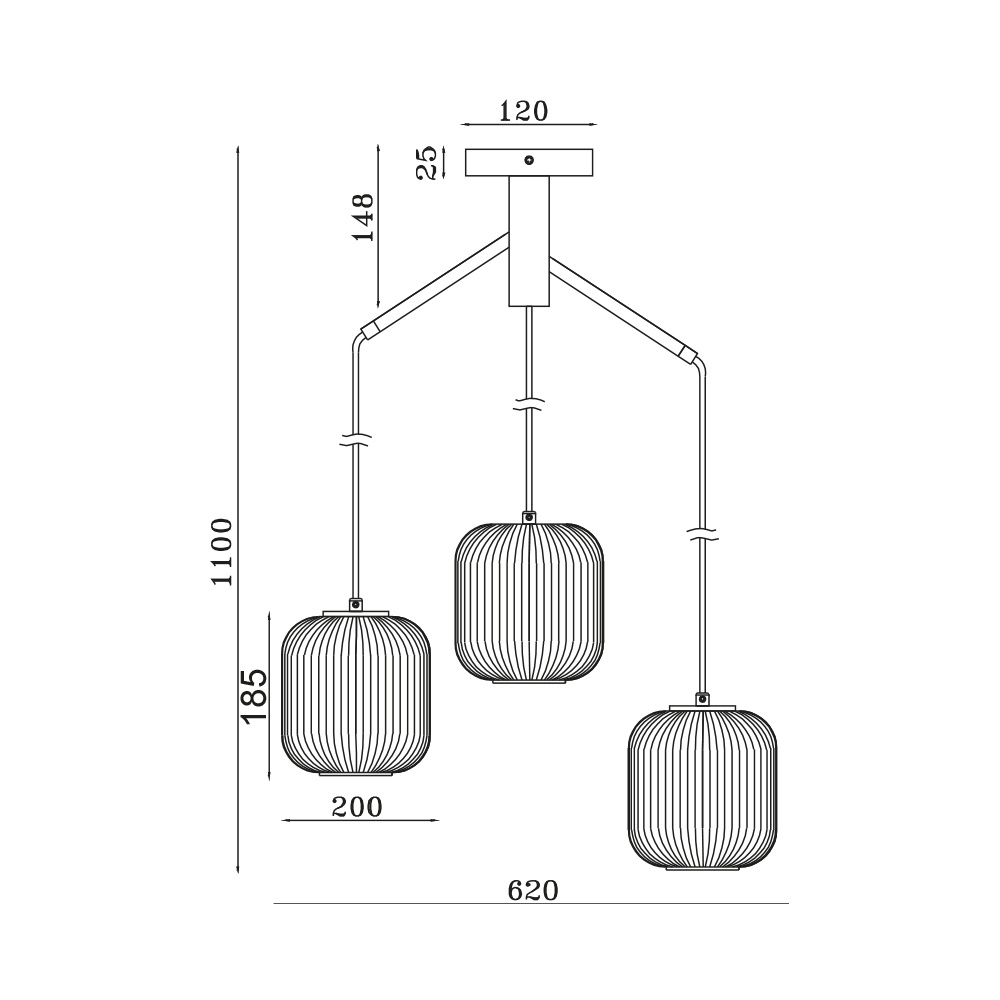 BRY-S009R-3H-3xE27-OPL-BLC-PENDANT LIGHT - 4