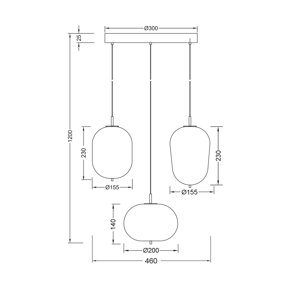 BRY-S011R-3H-3xE14-OPL-BLC-PENDANT LIGHT - 4