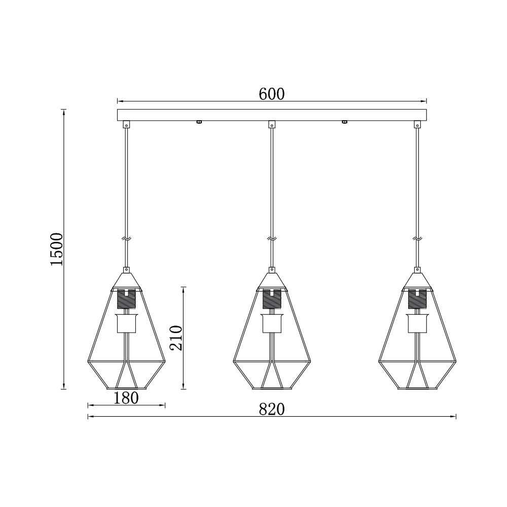 BRY-W003S-3H-3xE27-BLC-PENDANT LIGHT - 4