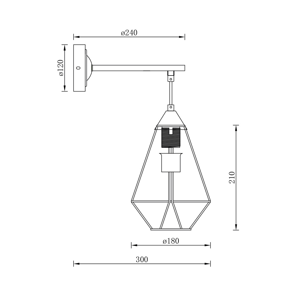 BRY-W003W-1H-1xE27-BLC-WALL LIGHT - 4