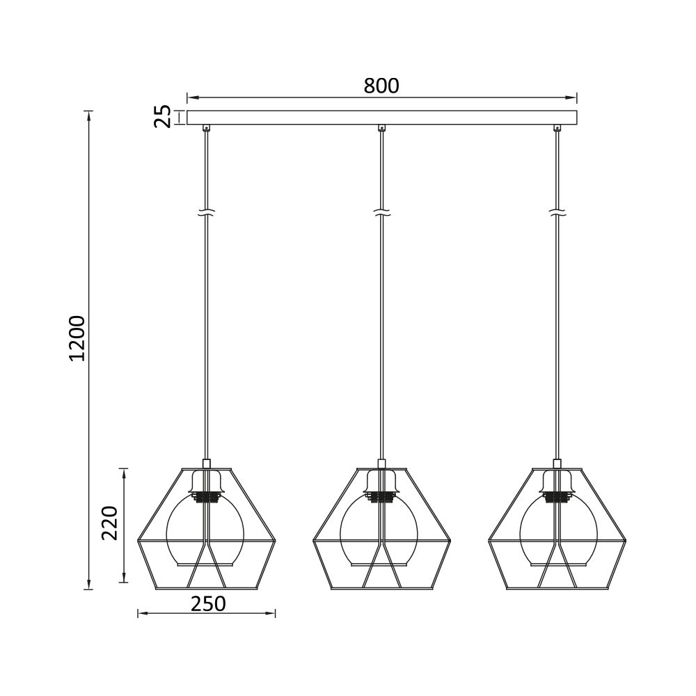 BRY-W004S-3H-3xE27-BLC-PENDANT LIGHT - 3