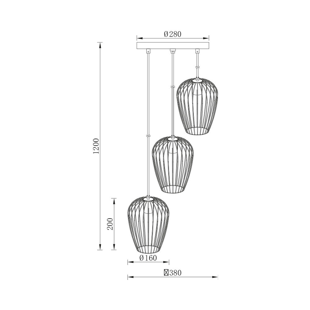 BRY-W005R-3H-3xE27-BLC-PENDANT LIGHT - 4