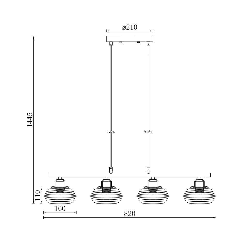 BRY-W008S-4H-4xE27-BLC-PENDANT LIGHT - 4